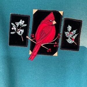 Vintage 90's TOP STITCH Red Cardinal Christmas Sweatshirt Size Large